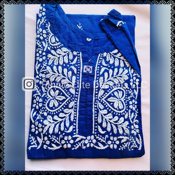 New boutique Blue Lucknow Chikankari Cotton Kurti For women - Picture 5 of 5